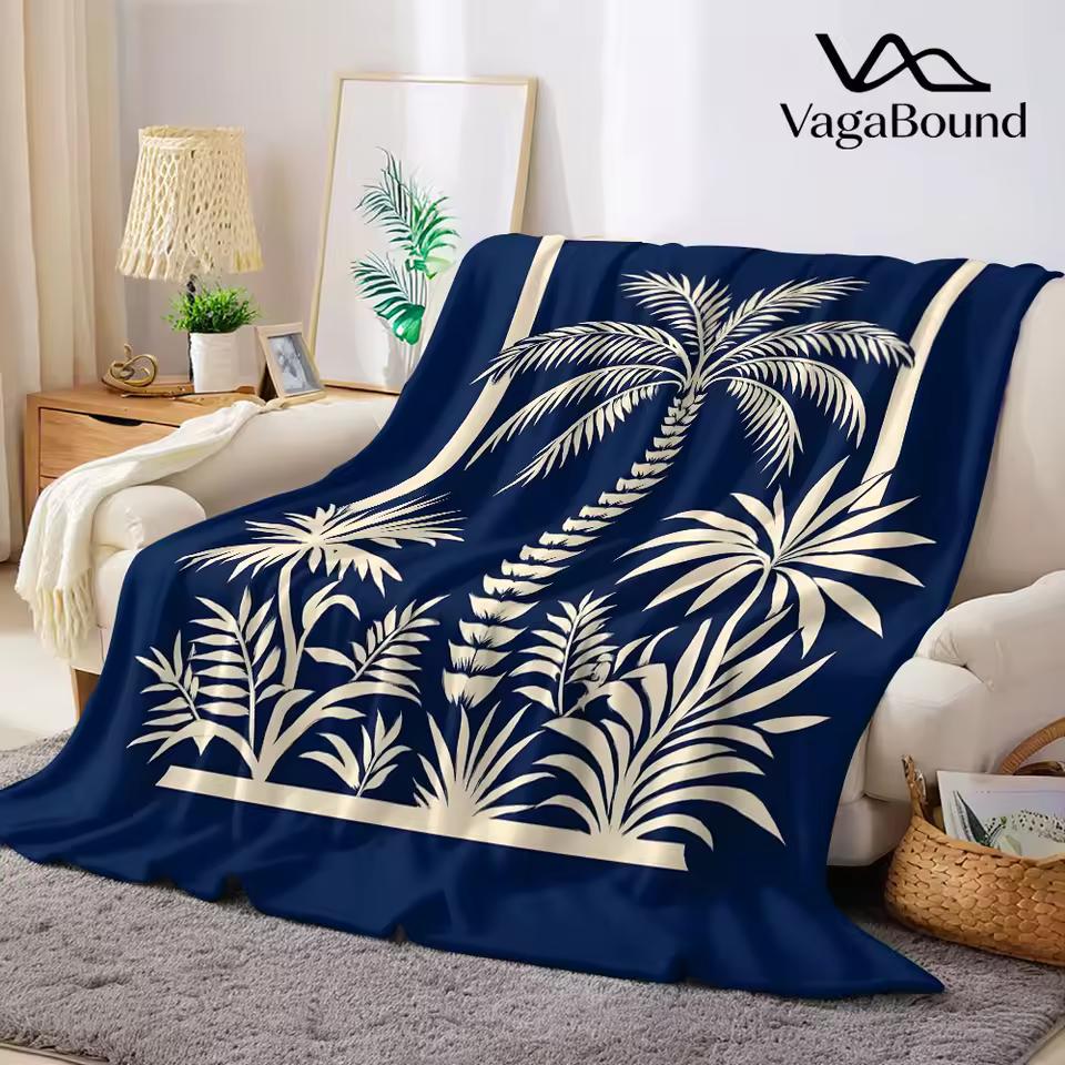 Minimal Tropical Palm Flannel Blanket Warm Soft Halloween Christmas Couch Warm Cozy Decorative Decor Gift for All Season