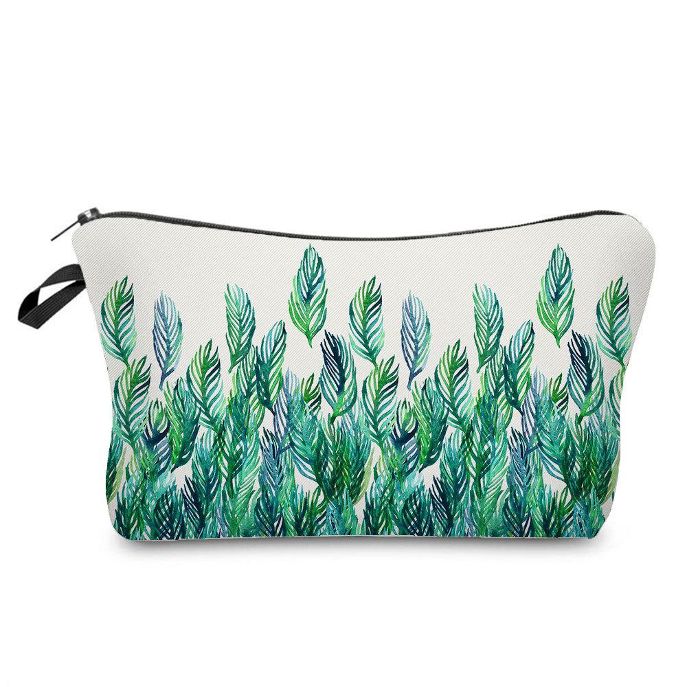 Damen Pflanzenmuster Kosmetiktasche Toilettenartikel Organizer Reiseaufbewahrungstasche 6871