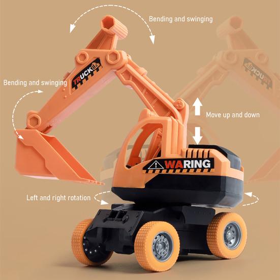 1/4 Stück Kinder Baufahrzeug Spielzeug Trägheitsantrieb Bewegliche Gelenke Ingenieurfahrzeug Kleinkinder Lernbagger Bulldozer Kipplaster Mischwagen