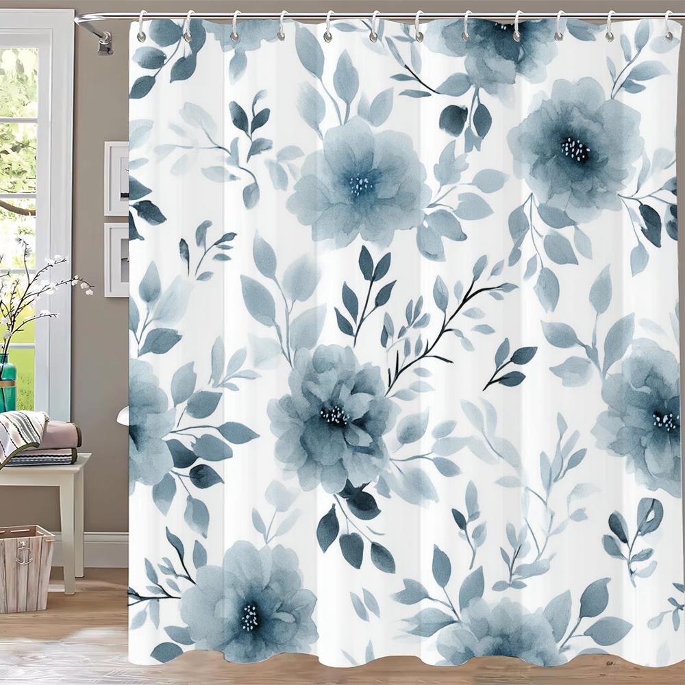 2D Flat, 2D Flat, 2D Flat Shower Curtain 1pc, Fashionable Black Marble Pattern Curtain, High-End Elegant Bathroom Curtain, Multi
