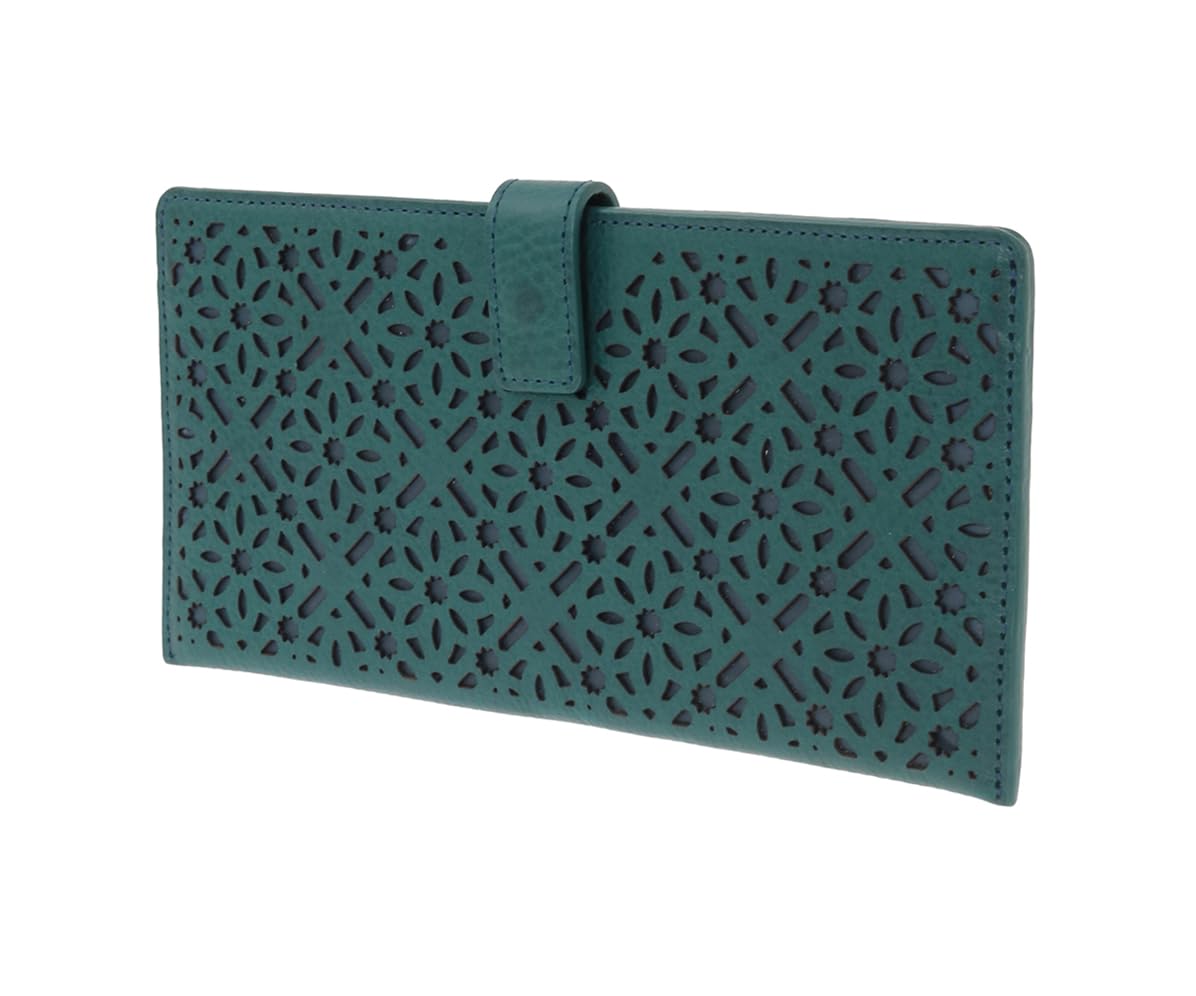 

[Genten] Diamond Cutwork Wallet, Blue-Green