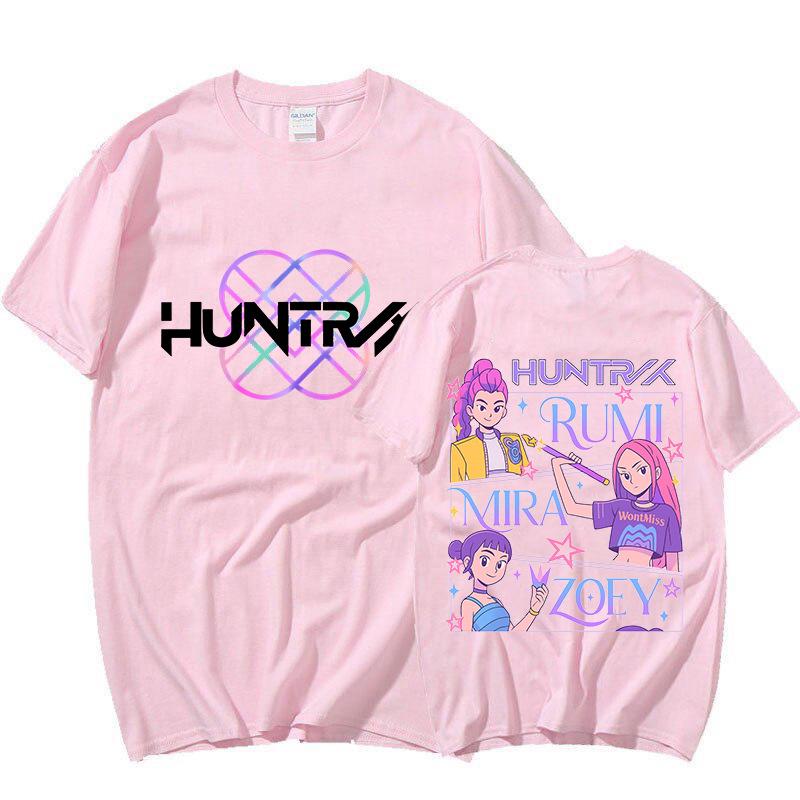 Kpop Demon Hunter Girl Double-Sided Print Round Neck T-Shirt - Unisex Summer Loose Fit