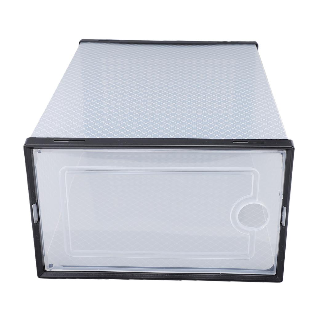 12 Pack Shoe Boxes Plastic Clear Stackable Shoe Storage Organizer Display Case with Lid for Closet Black Frame