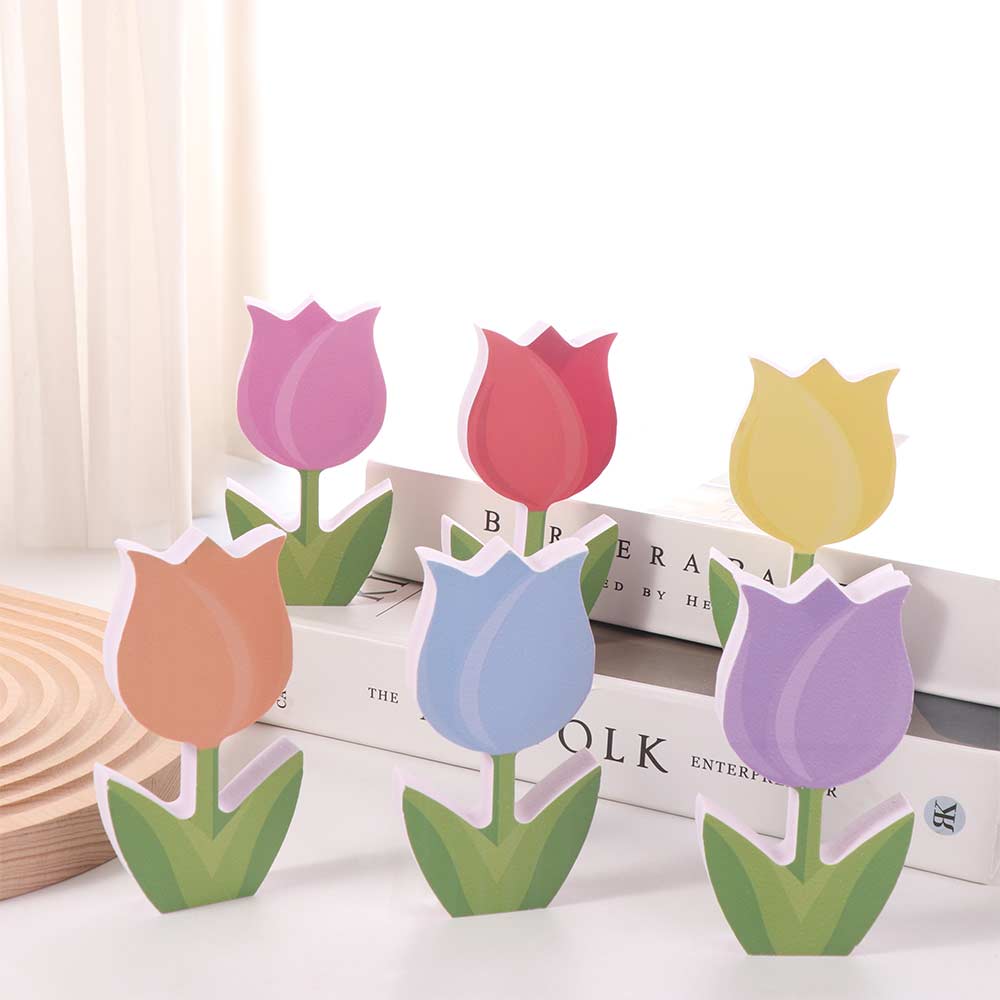 6Pcs Double-Sided Tulip Layered Tray Decoration Candy Color Plastic Floral Decoration  Office Decor