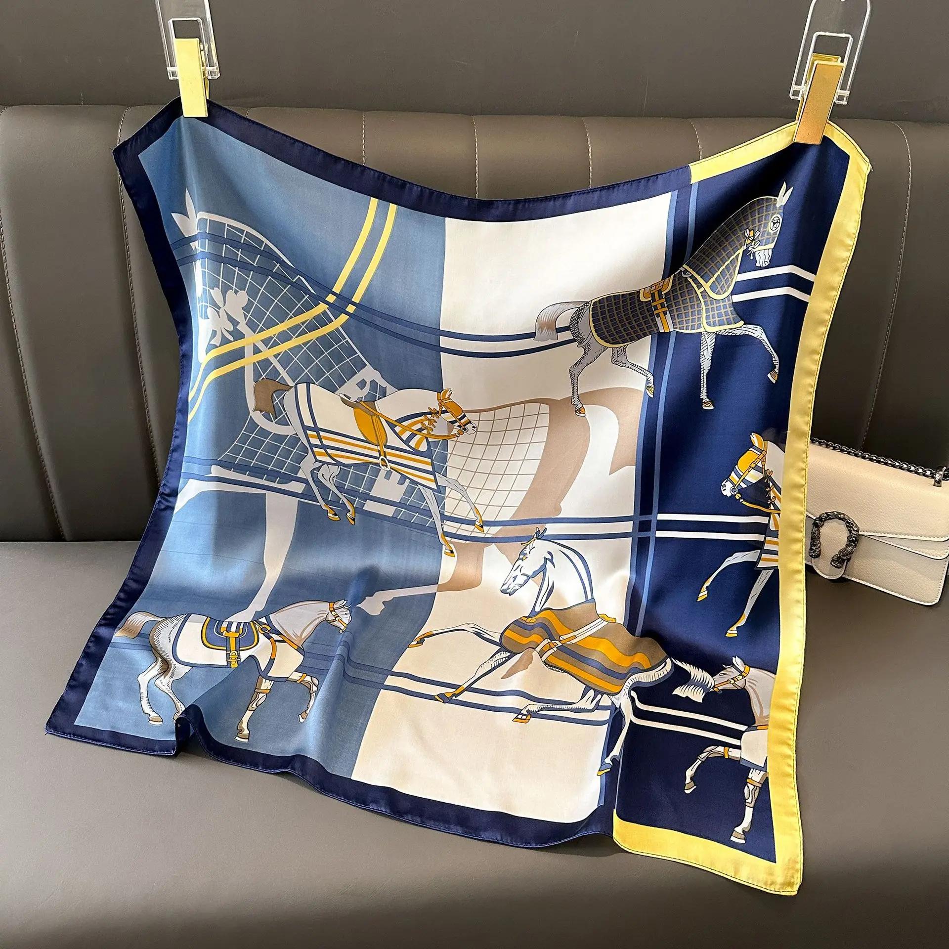 

New Fashion Luxury Silk Scarf Bandana Women Hair Bands Square Scarves Neck Tie Bag Scarfs Satin Lady Wrap Headband 70x70