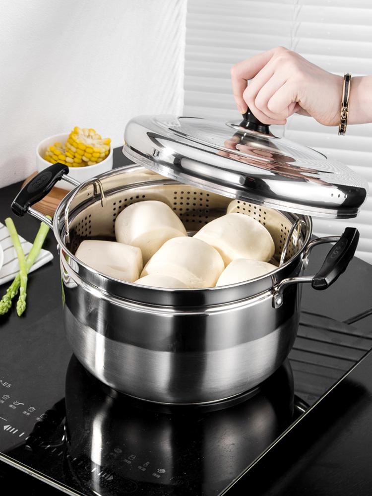 Compact Single-Layer Stainless Steel Steamer Pot – Multi-Functional Rice & Soup Cooker for Household Use
