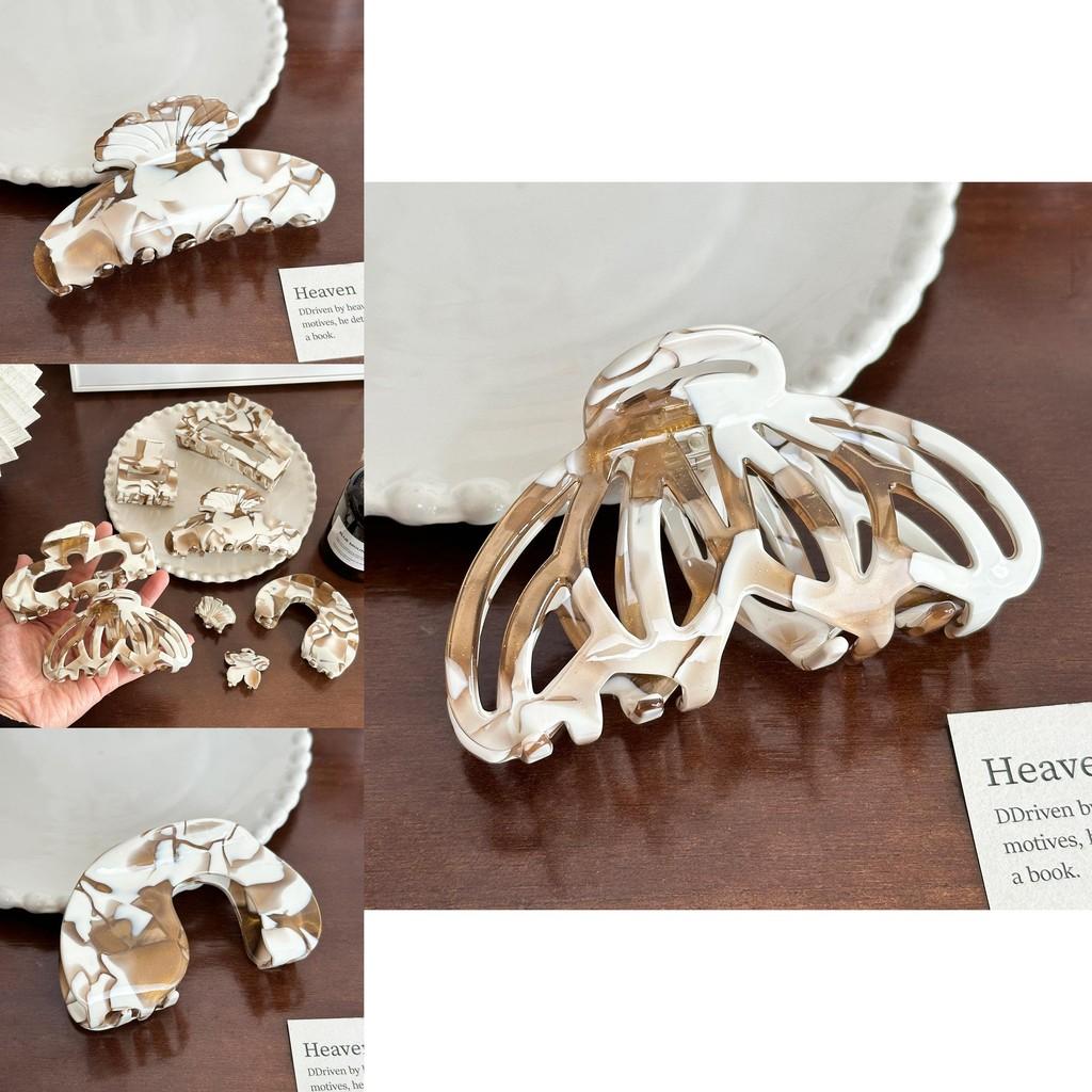 Premium Acetate Hair Claw Clip In Elegant Milk Coffee Color For Stylish Updos And Fashionable Looks