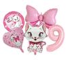 5pcs Marie Cat Bow Balloons Pink Girls Birthday Party Balloons Decoration Cartoon Marie Cat Animal Pet Balloon Baby Shower Decor