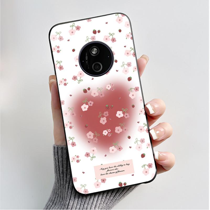 Printed Phone Case For Nokia 110 4G 2024/HMD 110 4G/Nokia 125 4G 2024 Soft Silicone Black Shell Cover Cute Flower Cartoon Casing