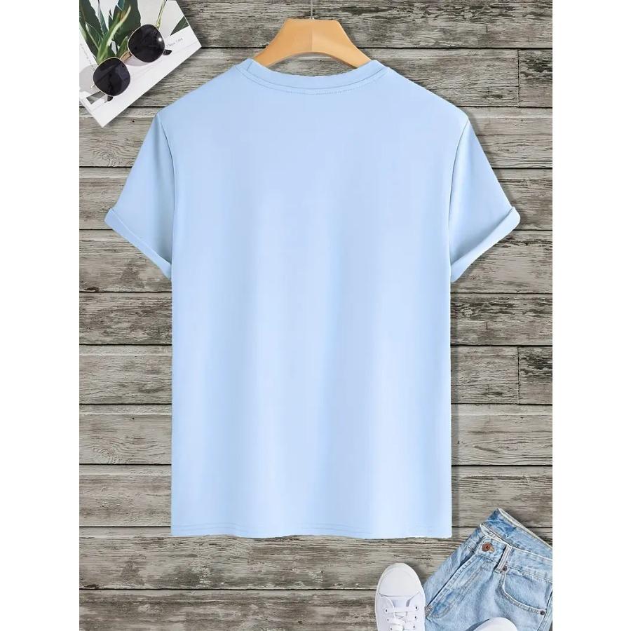 Star In A Circle Print T Shirt, Tees for Men, Casual Short Sleeve T-shirts for Summer