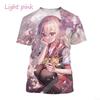 Summer Clothing Harajuku Anime Characters 3D Printed Round Neck Breathable Short Sleeved Casual Top for Men and Women