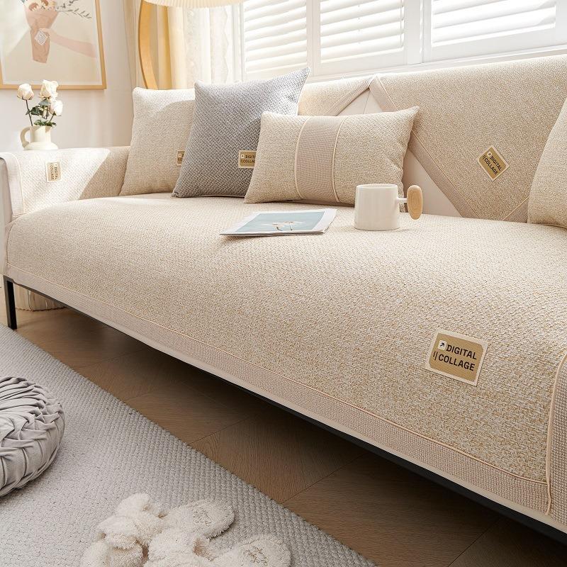 Cotton and Linen Jacquard Sofa Cushion Winter Thicken Soft Comfortable Modern Simple Wind Cover Cat Cushion Plush Sofa Cover