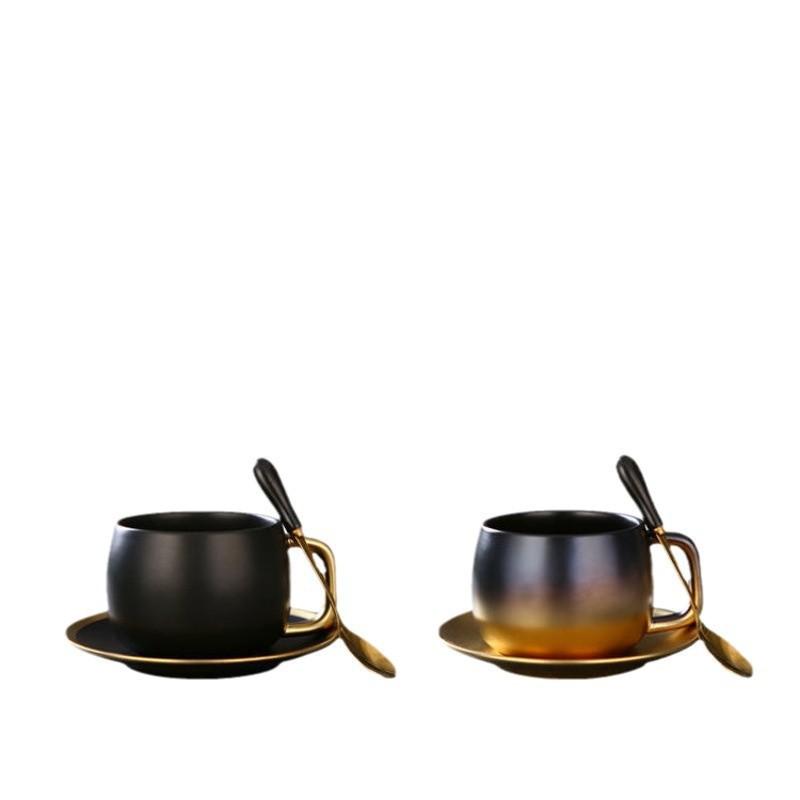 280ml American Gradual Ceramic Coffee Cup Creative Frosted Cup and Saucer Set Small Luxury English Afternoon Tea Mug Gift Mugs