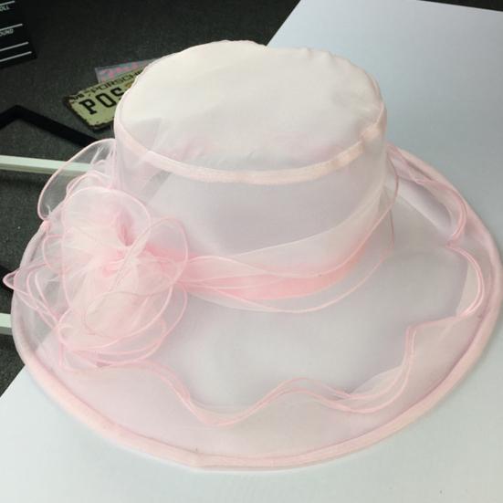 Chapéu de Sol Feminino Malha Transparente Decoração de Flor Cor Sólida Real Proteção Solar Estilo Princesa Vintage Elegante Chapéu de Casamento Adorno de Cabeça