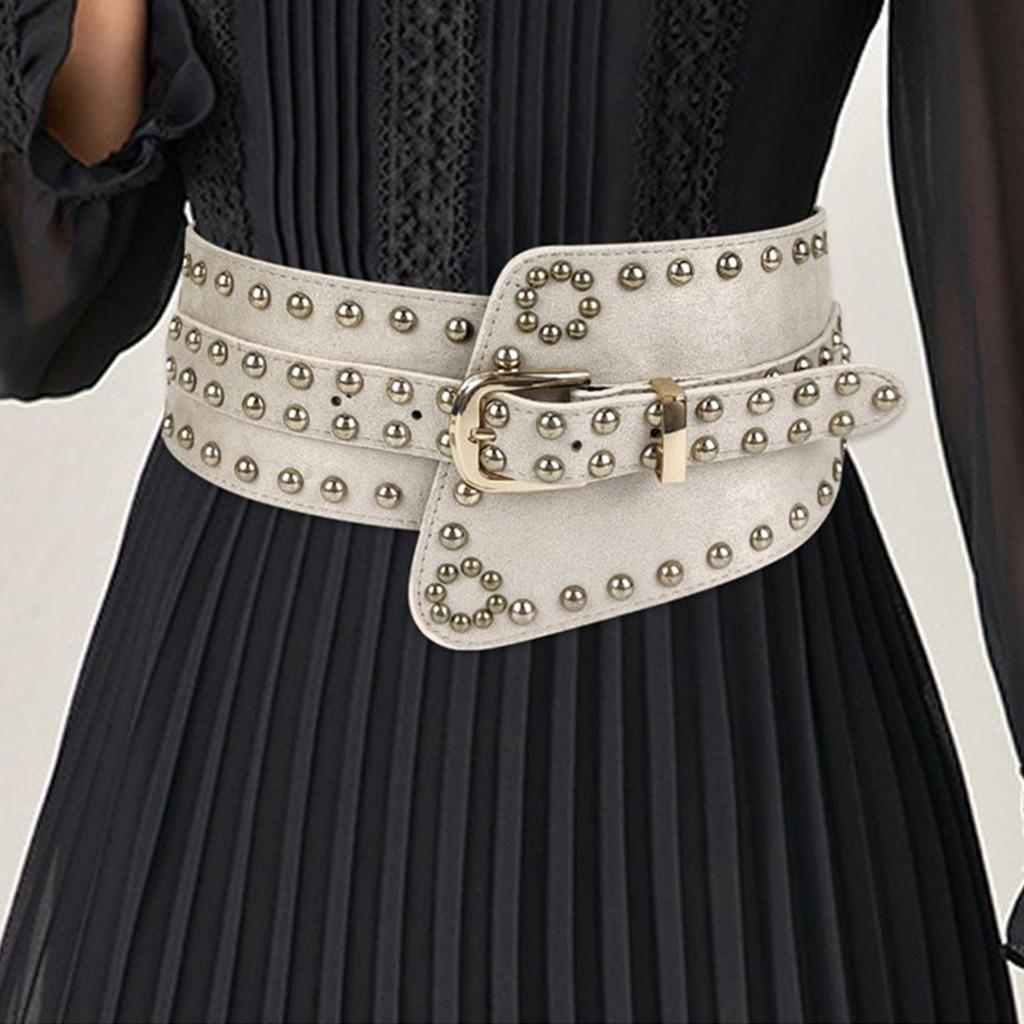 Pin Buckle Waist Belt for Women Ladies Underbust Corset Fashion Female Stretch Waist Strap with Rivet for Prom Party