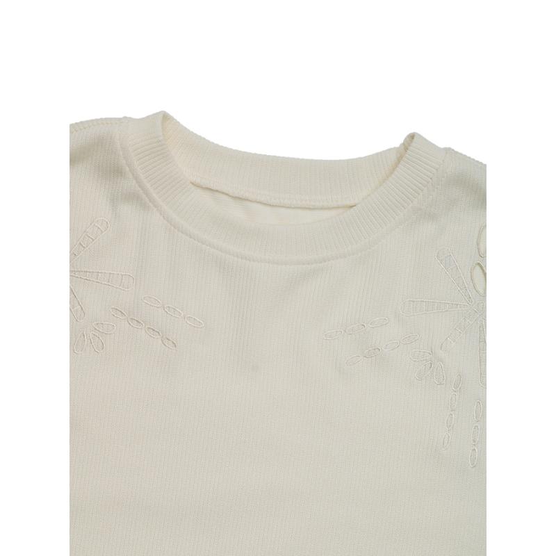 2025 New Round Neck Hoodie Casual Long Sleeved Pullover Embroidered Patchwork Top