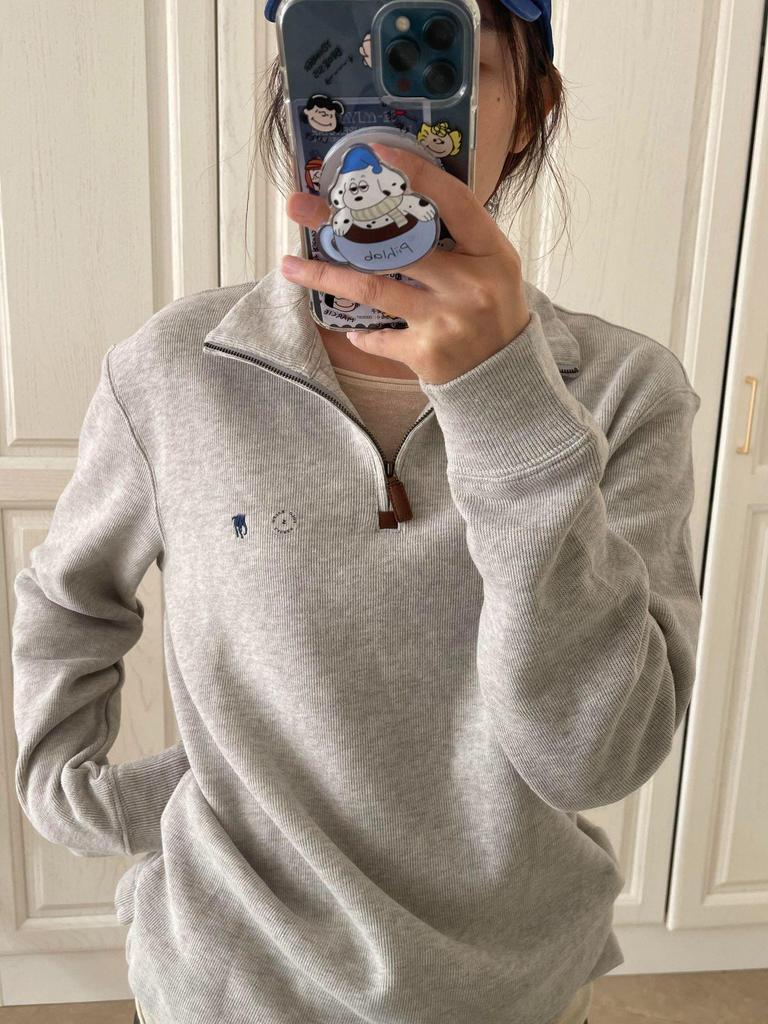 RL Ralph Lauren Herren- & Damen-Sweatshirt mit Pony-Logo und halbem Reißverschluss - Langärmlig, Umlegekragen, Lockere Passform, Amerikanischer Retro-Stil.