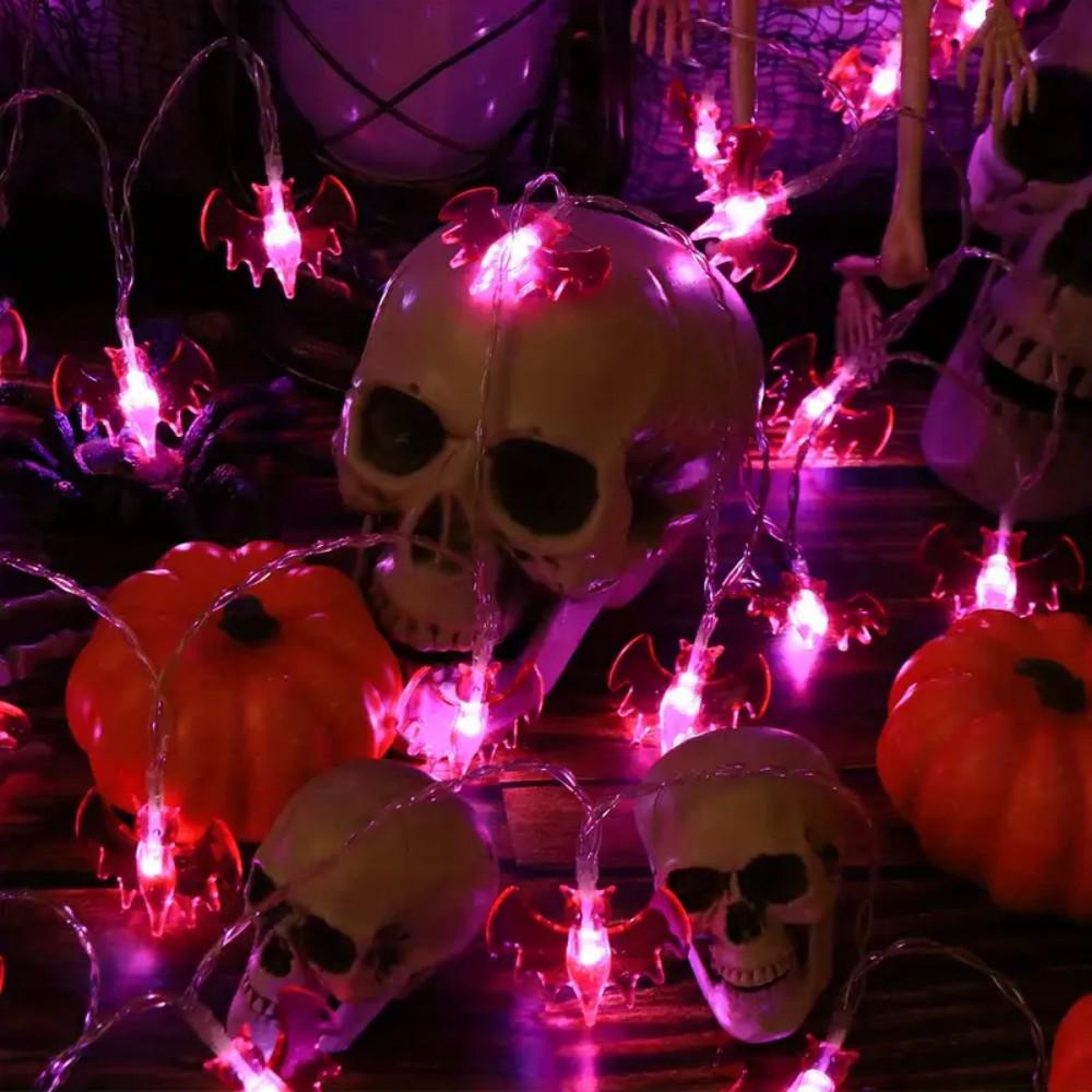 Halloween LED Bat String Lights - Battery Operated Indoor Decoration for Party Atmosphere