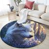 Wolf in Moonlit Round Area Rug,Carpet Rug for Living Room Bedroom Sofa Playroom Decor,Non-slip Floor Mat