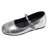 Retro silver French flat bottom inner height increase light mouth single shoes women's summer 2025 new versatile soft sole Mary Jane women's shoes