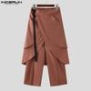 INCERUN Men Elastic Waist Layers Ruffled Pants Casual Irregular Long Trousers