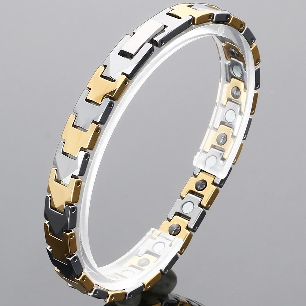 Pánský zdravotní náramek Silný magnetický a Germaniový kámen Kulky Styl Wolframová ocel Článkový řetízek Náramky pro muže Šperky Žena