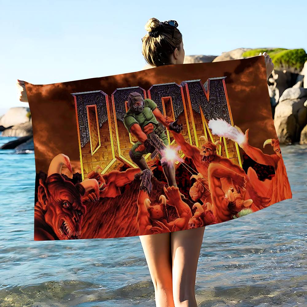 

Game D-DoomS E-Eternal Microfiber Printed Beach Towel Mountain Climbing Yoga Beach Swimming Running Absorbent Soft Towel W40*H60(CM)