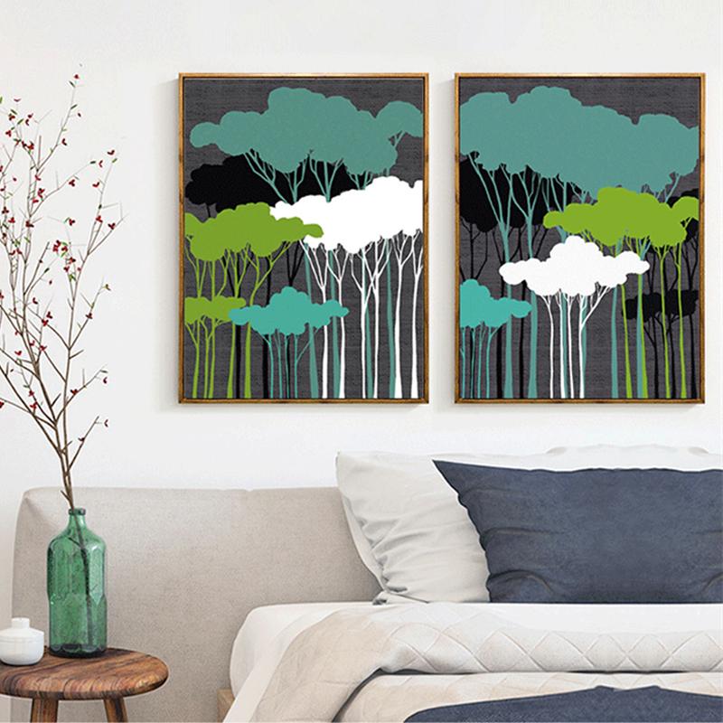 Minimalismo Arte moderna Immagini Giungla Verde Albero Tela Pittura Poster da parete per Studio Home Decor Artigianato ambientale