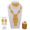 Set de bijuterii de culoare aurie din Dubai indian pentru femei Set de colier lung de mireasă, colier nigerian, bratara, cercei, seturi de inele