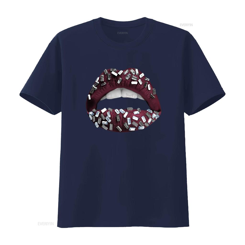 T-shirt da uomo Design Labbbra Gioiello 5 Borgogna Abbinamento Sneaker Nero vintage Lavato Casual uomo abbigliamento designer grafica Unisex