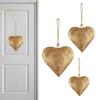 Metal Heart Bell with Hanging Rope Wall Decor Heart Shaped Iron Ornament Golden Antique Heart Bell Home Decor Accessories