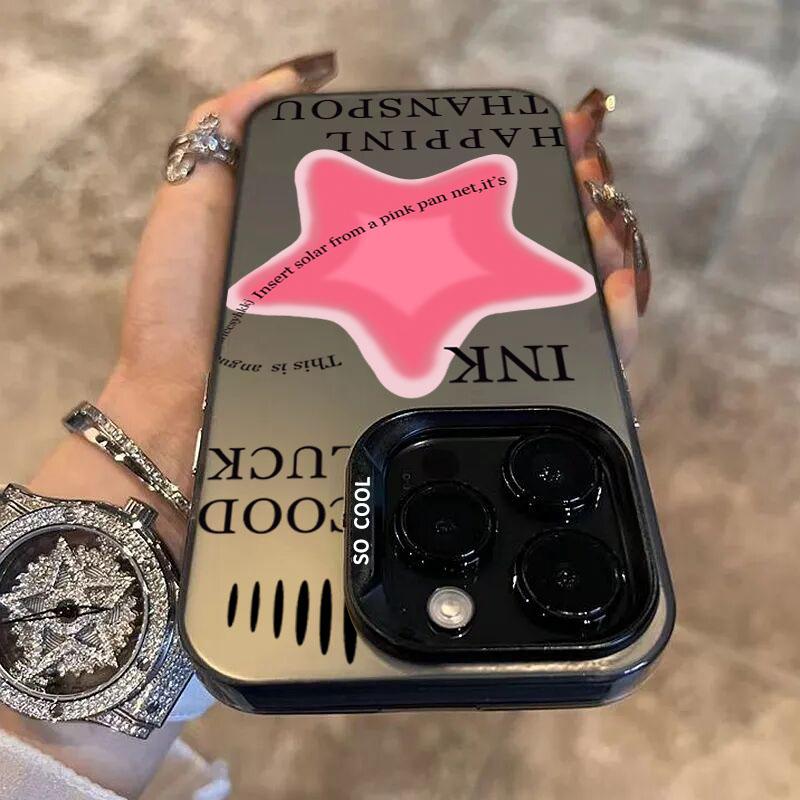 Cool Pink Five-Pointed Star Phone Case For IPhone 16 15 14 13 12 11 Pro Max Laser Hard Shockproof Cover Case Funda Bumber