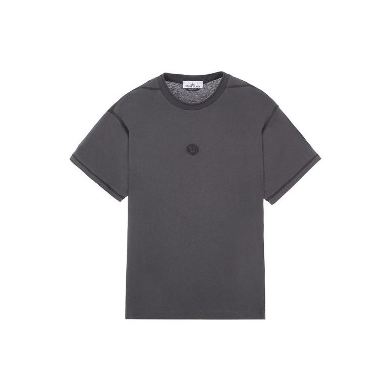 Stone Island Embroidery Logo T-Shirt Charcoal Men Tops Black 781520957-V0065 S