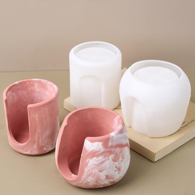 Round Hydroponics Vase Silicone Mold DIY Handmade Essential Oil Wax Melting Furnace Plaster Resin Plant Flowerpot Casting Molds