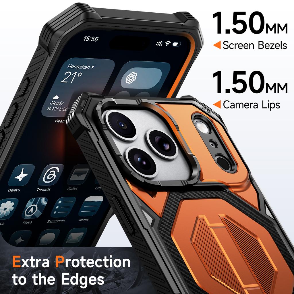 For iPhone 17 Pro Magnetic Case TPU + PC Kickstand Phone Cover Drop Protection