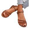 Flat-soled sandals women's summer new round head open-toe one-word buckle belt fashionable large-size women's shoes
