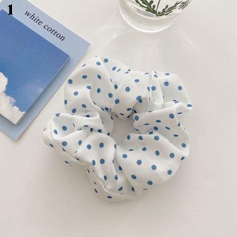 

Korea Women Hair Scrunchie Blue Plaid Dot Elastic Hair Bands Stretchy Hair Ties Summer Ponytail Holder Girls Hair Accessories
