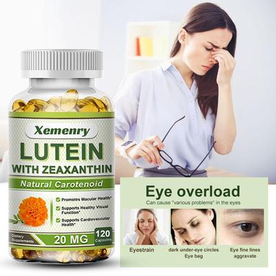 Cápsulas de Mistura de Luteína e Zeaxantina de Alta Absorção, Ingredientes Naturais, Adequado para Adultos, Vegano