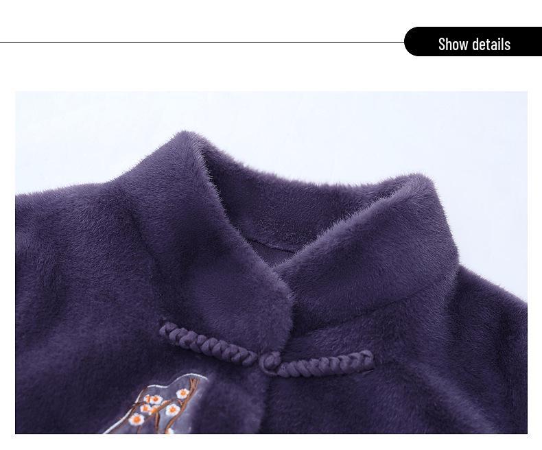 Eleganter Kunstmink-Samtmantel für Damen – Mittellanger Winterstil für reife Damen