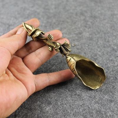1 buc. Stil Nou Creativ Cupă de Ceai Lopată Alamă Cupru Lotus Rădăcină de Lotus Bambus Veselă Lingură de Cafea Animal de Companie pentru Ceai Ceremonie Ceai Înghețată