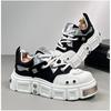 Fashion Autumn New Men's Work  Low-top Casual Shoes Korean Rivets Shoes Men White Breathable Plate Shoes Platform Non-slip Sneakers