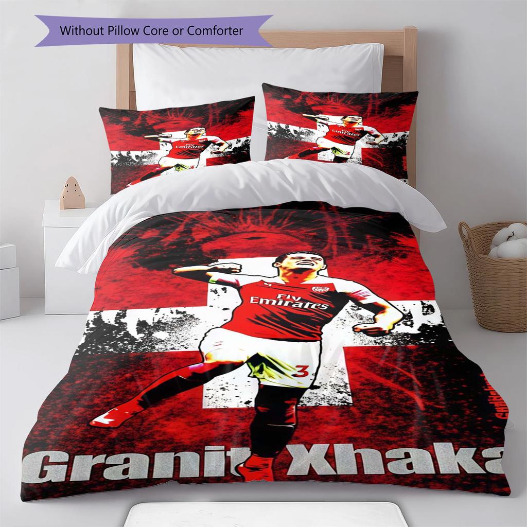 Arsenal F.C Pattern Bedding Quilt Set Quilt Cover Pillowcase Home Decoration Birthday Gift (1 * duvet cover + 2 * pillowcase, without core)