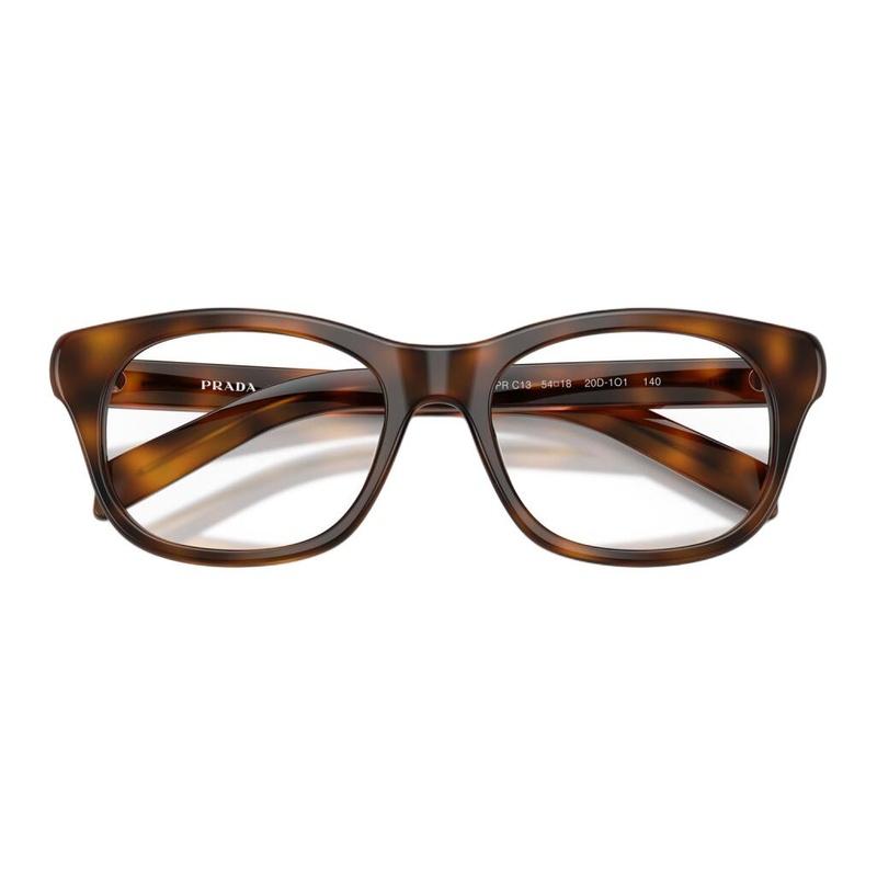 Prada Temple Logo Acetate Square Optical Women's Tortoiseshell Tortoiseshell Color 54/18/140 - H.42 Basic Packaging-glasses Case + Packaging Box