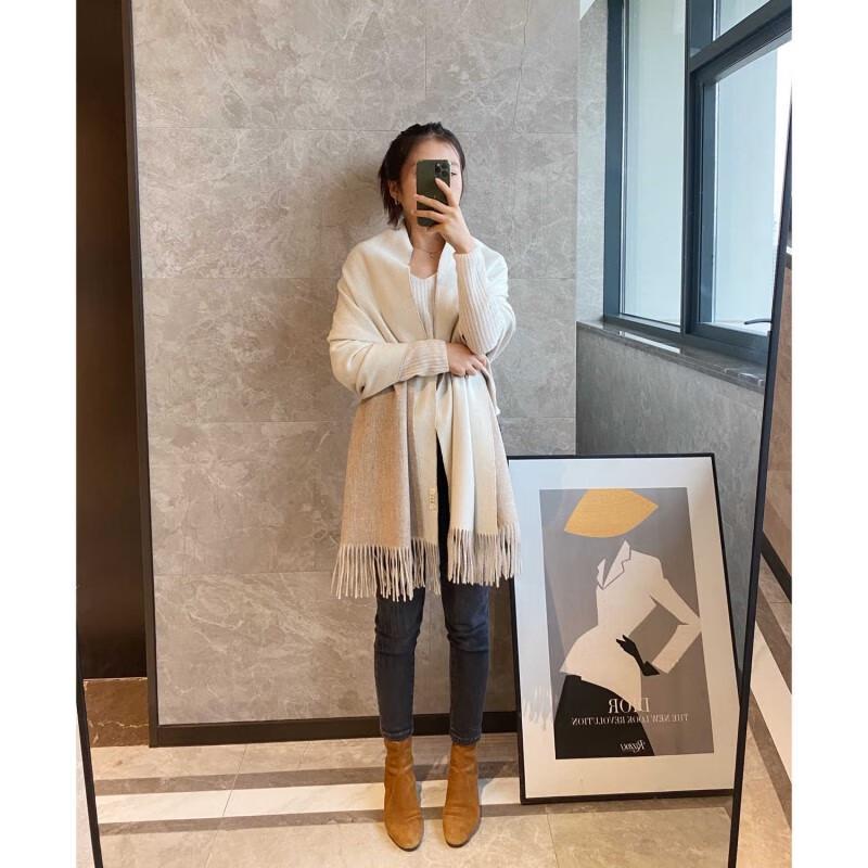 NINA SOLOR Double-Sided Heavyweight Ripple Cashmere Scarf