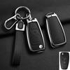 Alloy Genuine Leather Auto Flip Key Fob Cover Case Fit For Ford Fiesta Ranger C-Max S-Max Focus 3 4 Galaxy Mondeo Transit Tourneo Custom Mk4