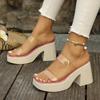 Fashion Women Wedges Sandals High Heels Shoes 2024 New Summer Beach Platform Sandals Femme Designer New Dress Crystal Slides Women