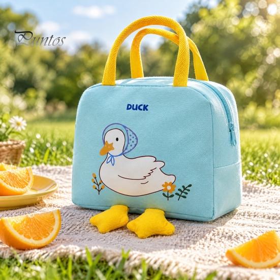 Reusable Lunch Essentials for Adults Yellow Duck Insulated Bag, Durable Waterproof Oxford Cloth Thermal Lightweight Travel Meal Carrier Tote,