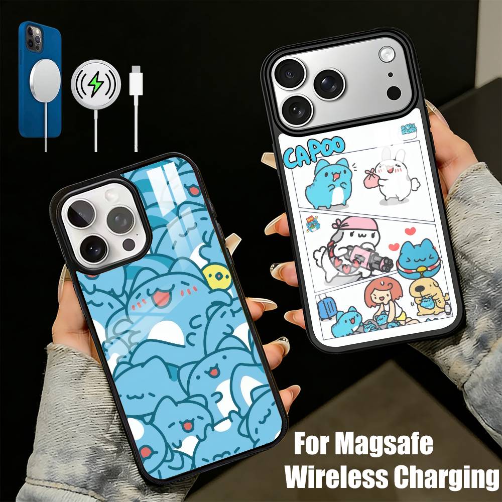 Cute B-Bugcat CapooS Phone Case For iPhone17,16,15,14,13 Plus,Pro Max Magnetic For Magsafe Wireless Charging