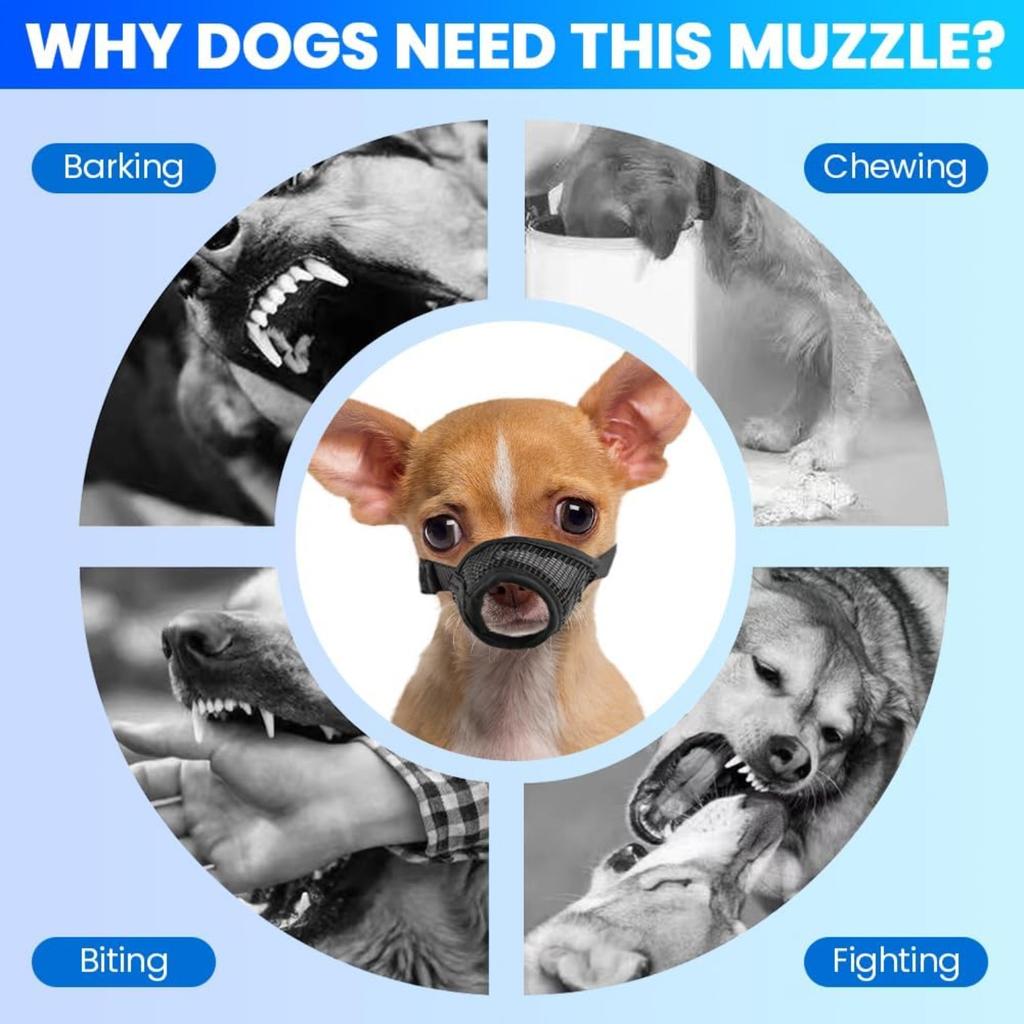 3pack Dog Muzzle Suits for Small Dogs, Drinkable Breathable Mouth Guard, Adjustable Strap Soft Dog Muzzle to Prevent Biting Chewing, Air Mesh Muzzles