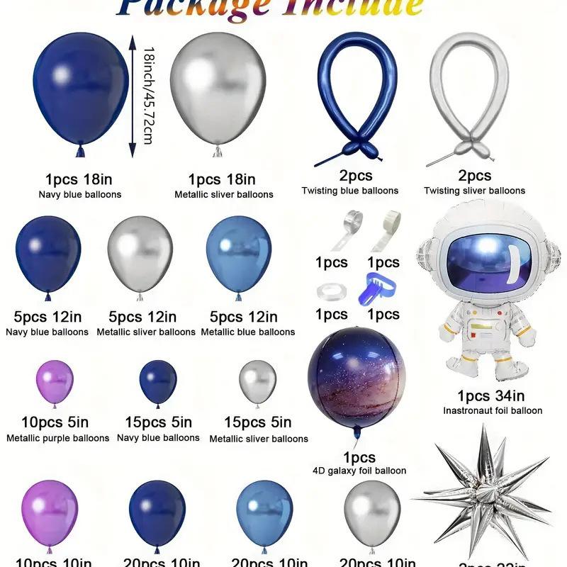 Blue-Purple Astronaut Theme Balloon Chain Birthday Decoration